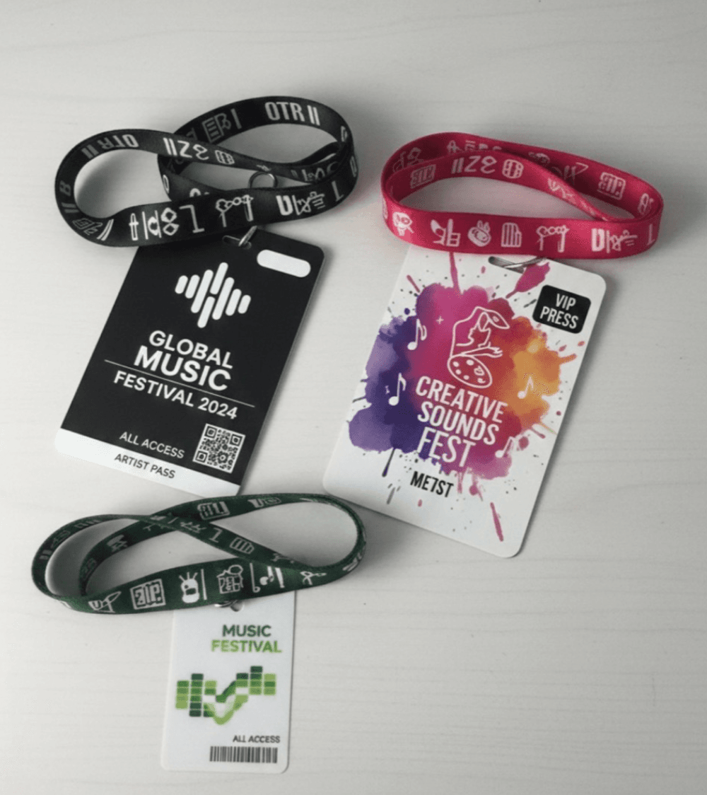 BlinkTag-enabled event lanyards laid out flat