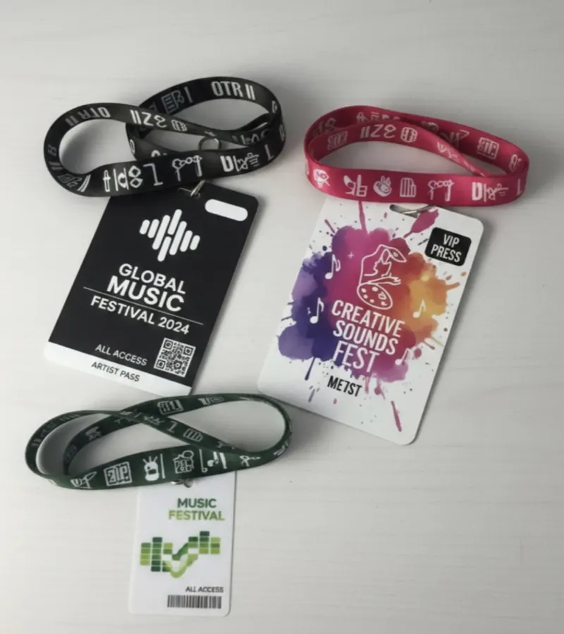Blinktag-enabled event lanyards laid out flat